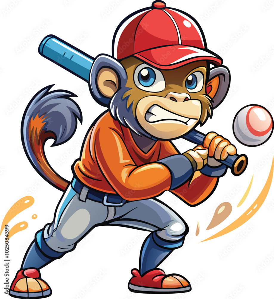 Cartoon Monkey playing baseball clipart vector Cartoon Monkey playing baseball clipart vector