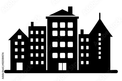 Apartment Building Silhouettes vector | vector silhouette illustration on white background