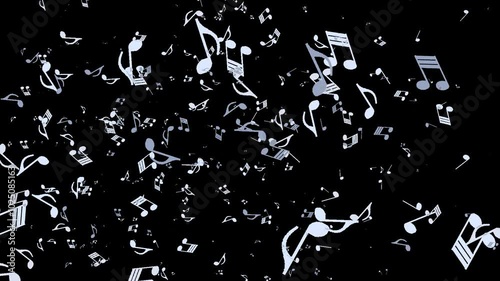 music notes flying on transparent background