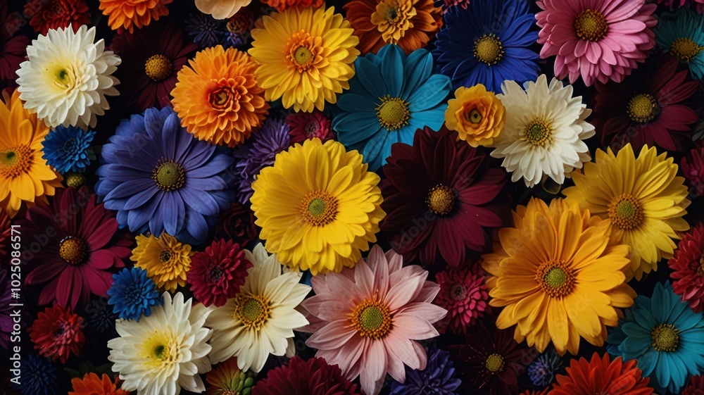 A vibrant and colorful background featuring a close-up of various flower blossoms. A vibrant and colorful background featuring a close-up of various flower blossoms.