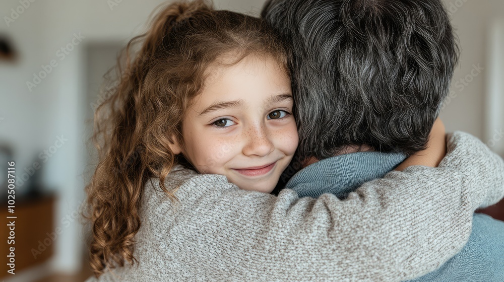 Child Embracing Adult in Warm Hug Child Embracing Adult in Warm Hug
