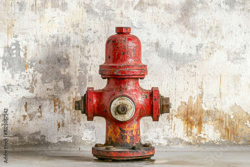 Classic red fire hydrant on white. photo