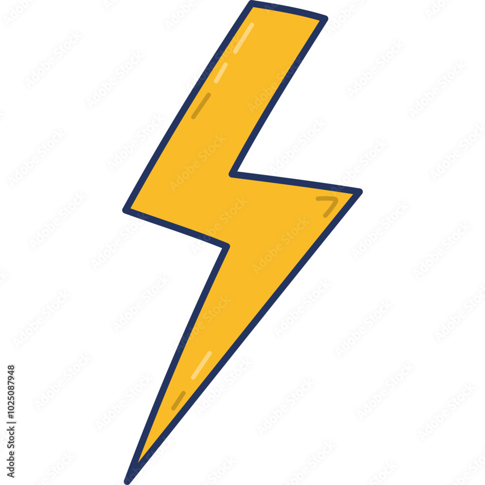Childish cartoon ightning sign with hand drawn outline. Bold simple lightning for funny design, decoration, social media as sign of big sale, warning, attention, power Childish cartoon ightning sign with hand drawn outline. Bold simple lightning for funny design, decoration, social media as sign of big sale, warning, attention, power