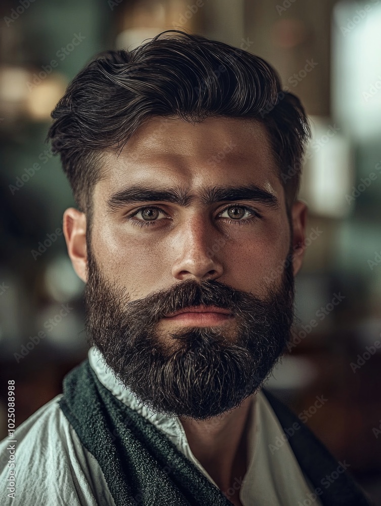 Fototapeta premium Bearded Man with Short Hair