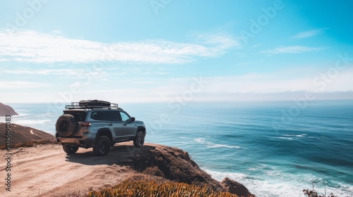 Wallpaper Mural Silver SUV parked on a cliff overlooking the ocean Torontodigital.ca