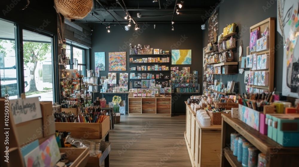 custom made wallpaper toronto digitalA Well-Stocked Art Supply Store Interior with Wooden Shelves and Colorful Products