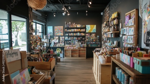 Wallpaper Mural A Well-Stocked Art Supply Store Interior with Wooden Shelves and Colorful Products Torontodigital.ca