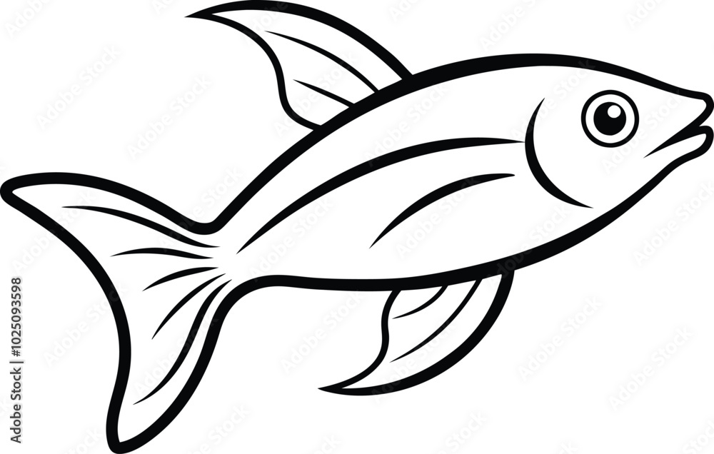Vector flying fish outline jumping. Sea flying fish line art drawing. Monochrome black and white sketch sea animals isolated on white background. Vector flying fish outline jumping. Sea flying fish line art drawing. Monochrome black and white sketch sea animals isolated on white background.