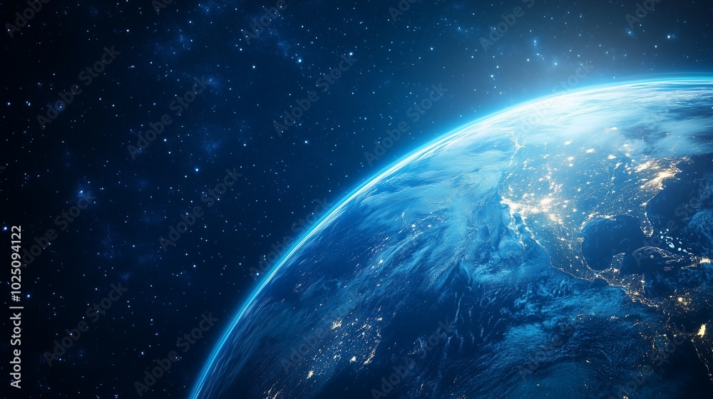 Fototapeta premium Earth viewed from space against a black background