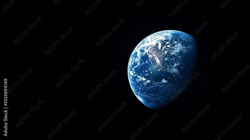 Fototapeta premium Earth viewed from space against a black background