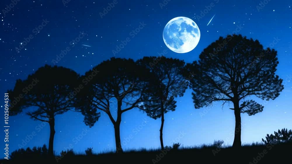 Silhouettes of Trees Against the Moonlight Silhouettes of Trees Against the Moonlight