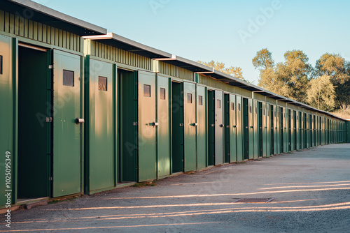 Functional modern military barracks interior photo