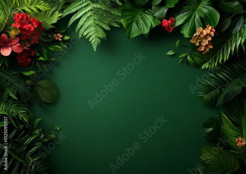 Lush Greenery and Vibrant Flowers for Creative Backgrounds