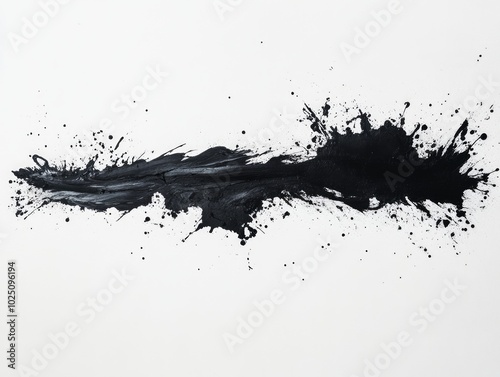 Abstract Black Paint Splash on White Background