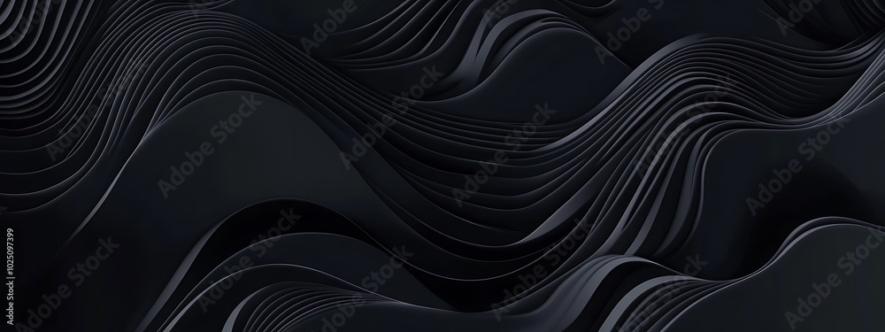 Dark gray abstract wave and line pattern on a black banner vector design. Dark gray abstract wave and line pattern on a black banner vector design.