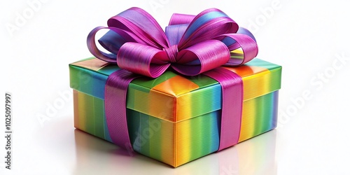 Colorful Gift Box Illustration with Decorative Ribbon and Bow for Celebrations and Special Occasions