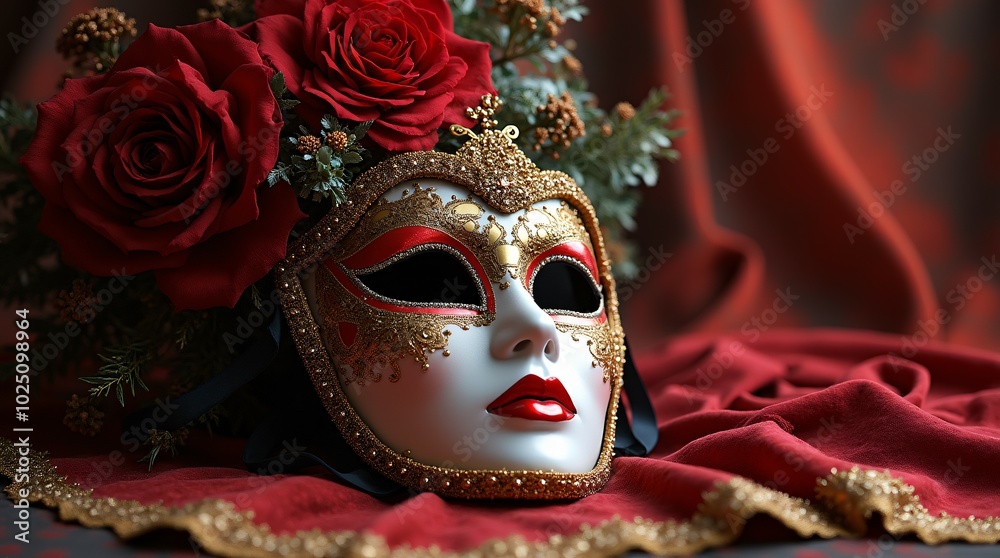 Elegant mask of venetian carnival.