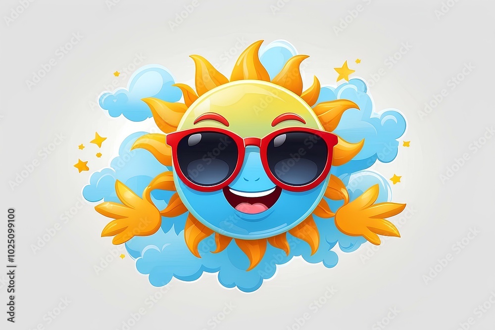 playful sun character with a cool and friendly expression, full of warmth and joy playful sun character with a cool and friendly expression, full of warmth and joy