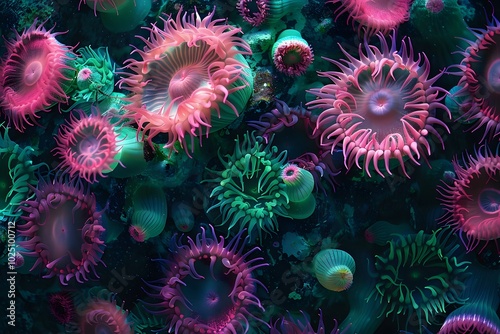 Vibrant Underwater Garden: A Colorful Display of Coral and Anemones