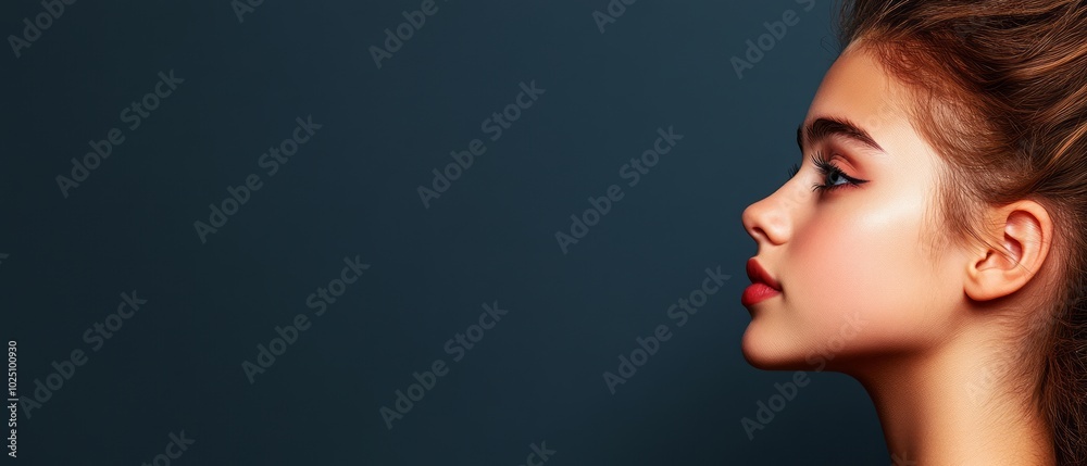 Serious Teenage Girl Portrait in Profile View Serious Teenage Girl Portrait in Profile View