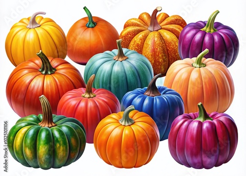 Colorful Pumpkins Clipart for Fall Decorations, Halloween Crafts, and Seasonal Designs - Perfect for Your Creative