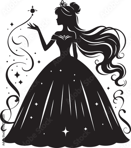 princess silhouette vector. Beautiful princess