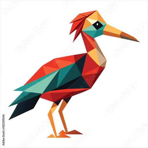 Low poly traditional vector birds 