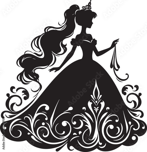 princess silhouette vector. Beautiful princess
