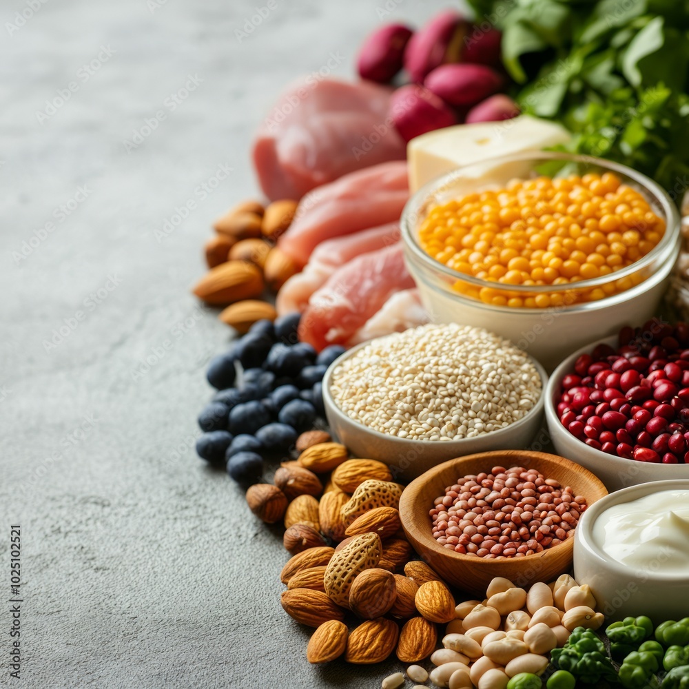 Fototapeta premium Fresh Ingredients on Table in Bright Kitchen Setting