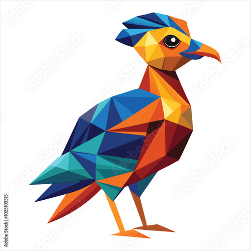 Low poly traditional vector birds 