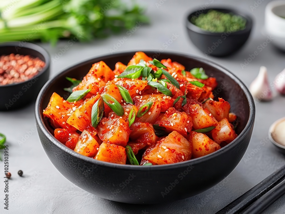 Probiotic-rich kimchi served as a side dish, emphasizing health benefits, probiotic, kimchi, side dish, wellness Probiotic-rich kimchi served as a side dish, emphasizing health benefits, probiotic, kimchi, side dish, wellness