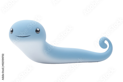 PNG blue eel 3d icon, cartoon style minimal on transparent, isolate on white background photo