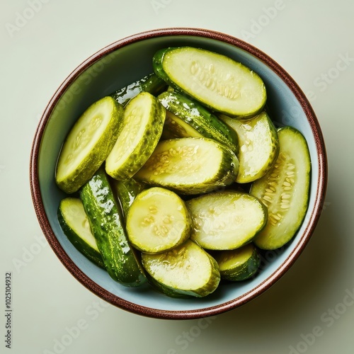 Bowl of fermented pickles with a probiotic-rich label, perfect for gut health, probiotic, pickles, gut health, wellness photo