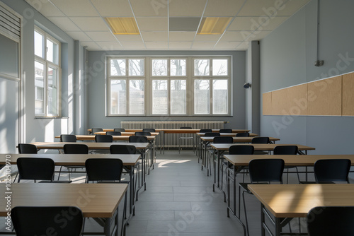 Spacious and bright classroom designed for learning and focus