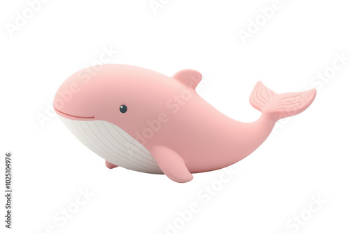 PNG pink whale 3d icon, cartoon style minimal on transparent, isolate on white background photo