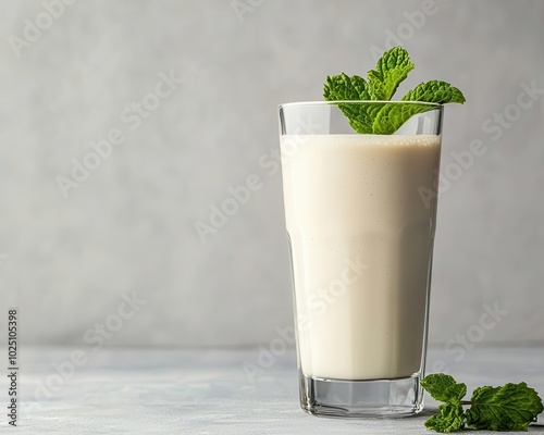 Lassi in a tall glass with mint garnish, highlighting its probiotic benefits for gut health, probiotic, lassi, gut health, wellness