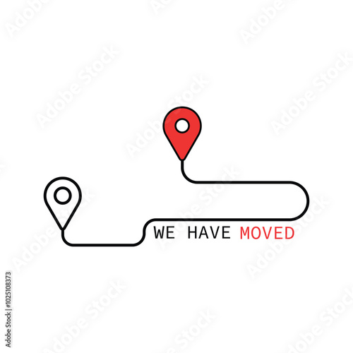 We have moved thin line sign or icon. Move announcement, local shop address change vector minimal symbol, business relocate message or