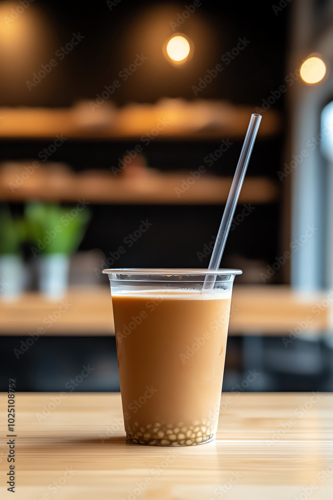 Delicious bubble tea in clear cup Delicious bubble tea in clear cup