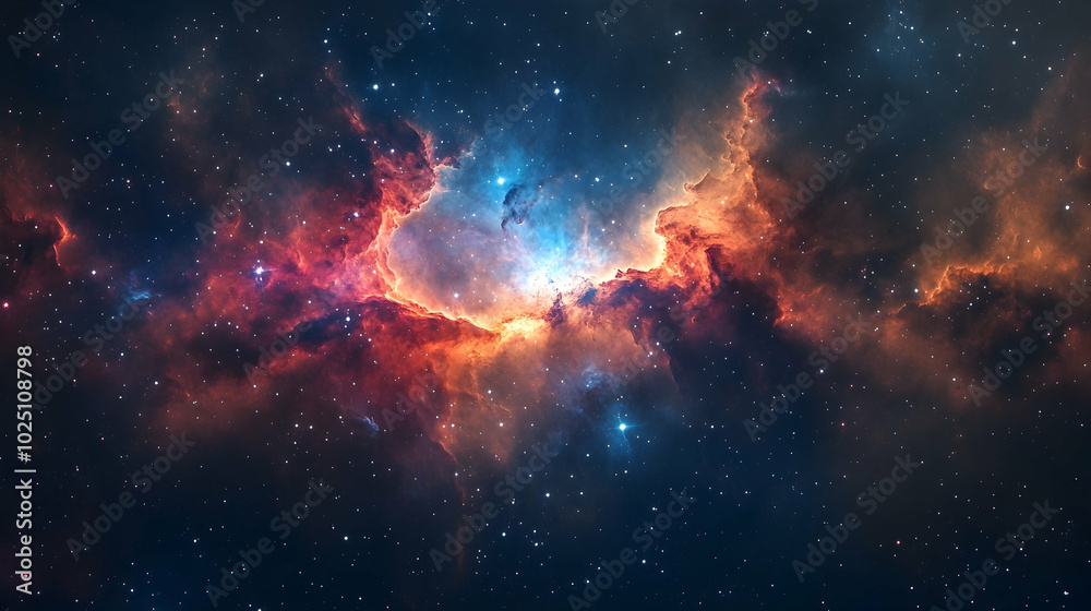 Stunning nebula in deep space with vibrant colors and bright stars Stunning nebula in deep space with vibrant colors and bright stars