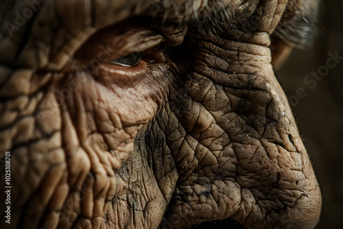 Intricate Patterns of Time: A Close-Up View of Wrinkled Skin Depicting the Journey of Aging with Grace and Dignity