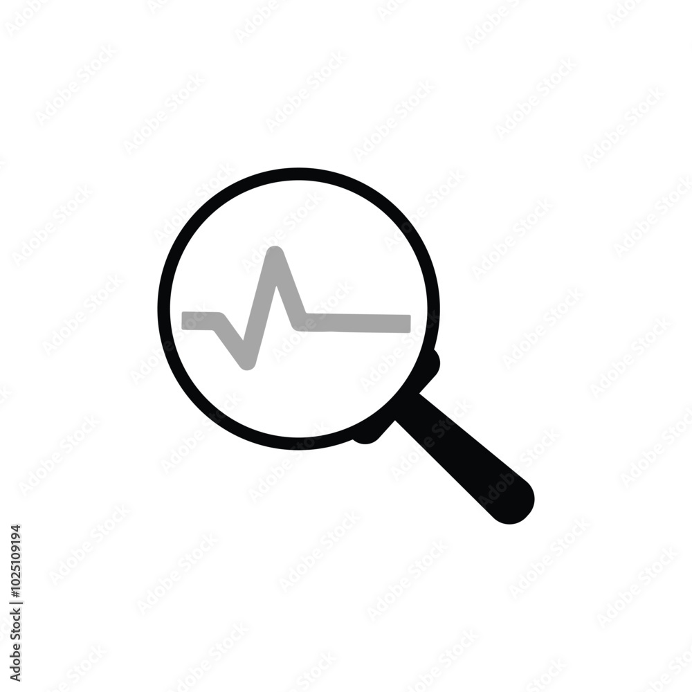 Pulse monitor icon. Magnifying glass icon, pulse icon vector sign. Icon, monitor, beat, black, cardiogram, cardiograph, cardiology, care, design, detective, Pulse monitor icon. Magnifying glass icon, pulse icon vector sign. Icon, monitor, beat, black, cardiogram, cardiograph, cardiology, care, design, detective,