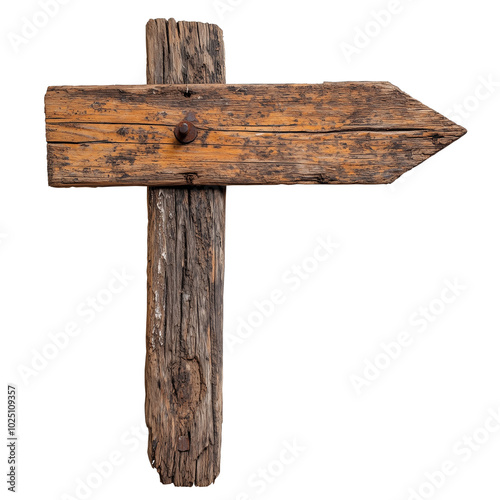 Placa de madeira de sinalização em formato seta 