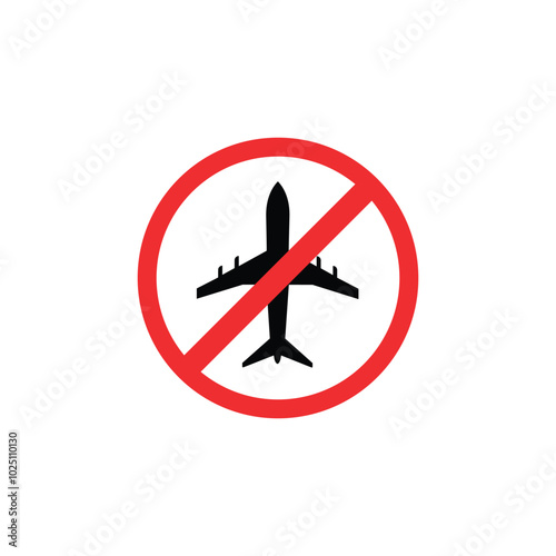 simple flight canceled icon with red ban. flat style trend modern minimal logo graphic art design element isolated on white background. concept of