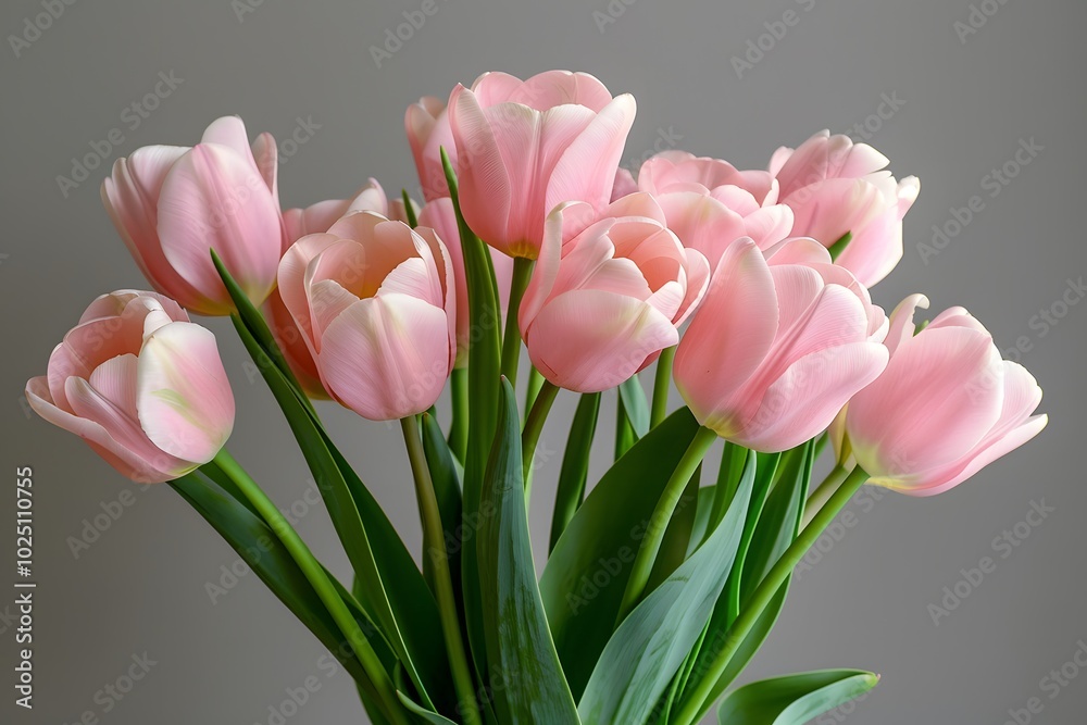Beautiful Bouquet of Pink Tulips in Full Bloom Beautiful Bouquet of Pink Tulips in Full Bloom