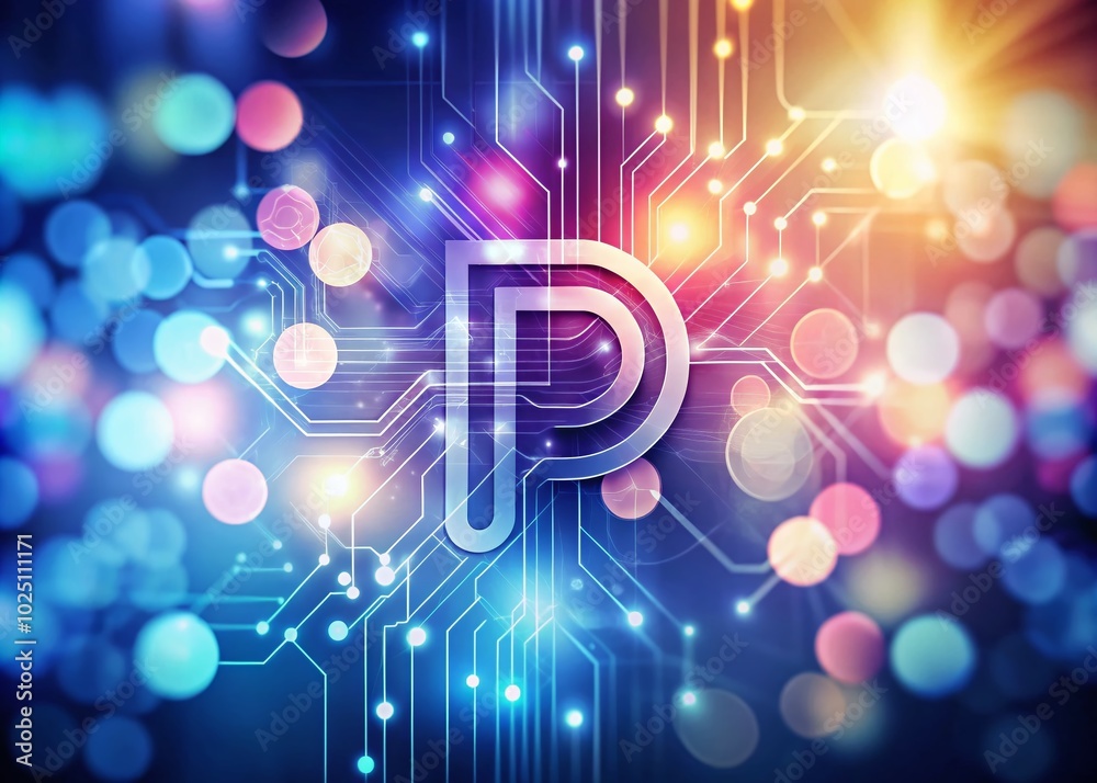 Creative P Logo Design with Bokeh Effect for Technology Branding and Vector Template