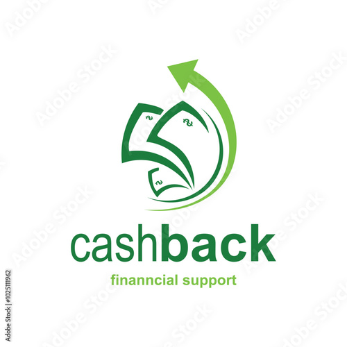 Cashback logo vector design. Money logo template. Business and finance icon. Money with arrow up. Currency. Financial support.