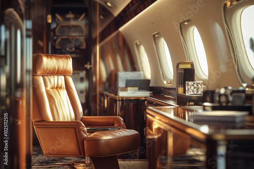 Exclusive and elegant private jet interior