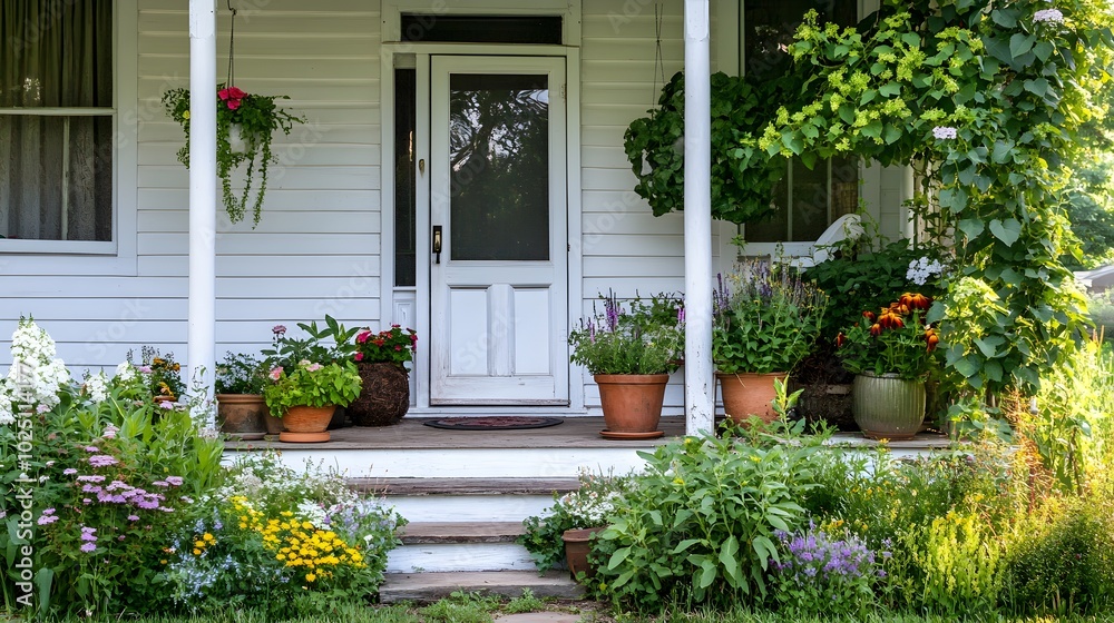 Obraz premium 45. A peaceful front porch with natural pest control methods displayed