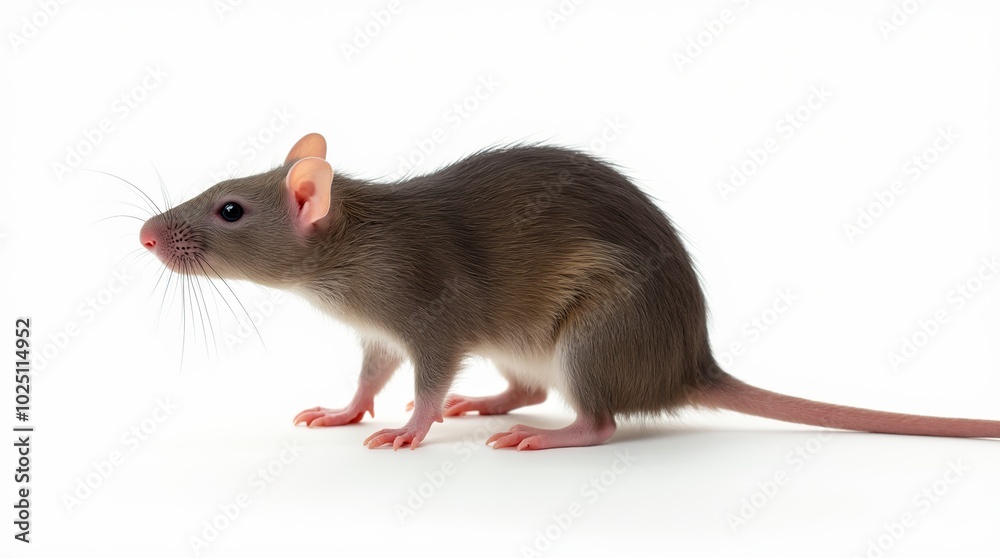 Hyperrealistic rat posed against a clean white background Hyperrealistic rat posed against a clean white background