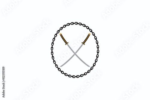 Chain vector logo with sword icon.